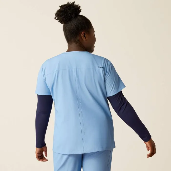 Women Scrubs Ariat Clara 6 Pocket Scrub Top Light Blue Heather