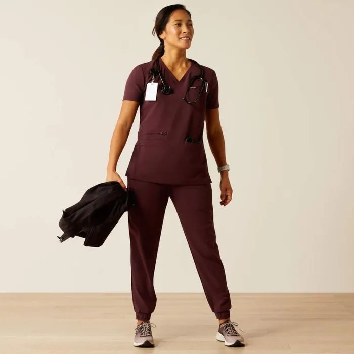 Women Scrubs Ariat Clara 6 Pocket Scrub Top Winetasting Women Scrubs Ariat Clara 6 Pocket Scrub Top Winetasting