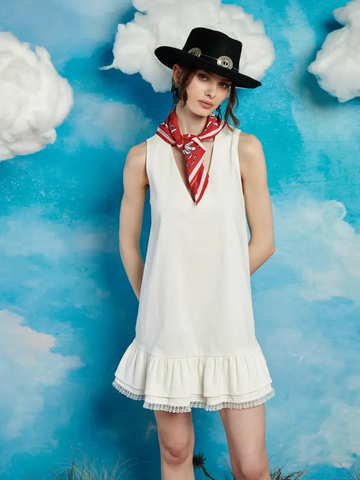 Women Sheriff Mini Dress Pearl White Sister Jane Dresses