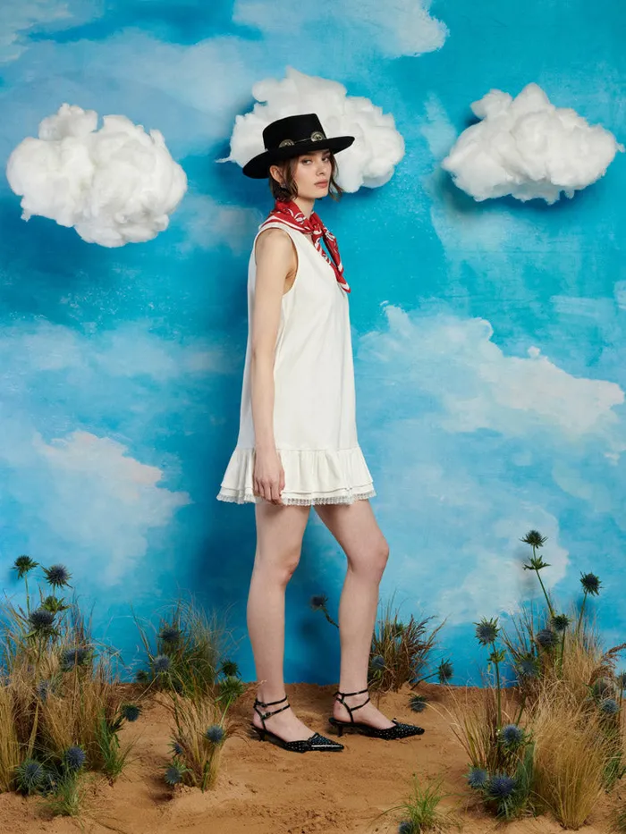 Women Sheriff Mini Dress Pearl White Sister Jane Dresses