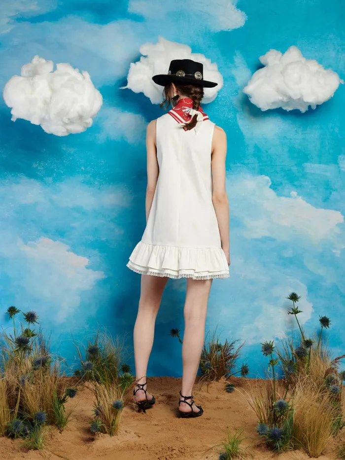 Women Sheriff Mini Dress Pearl White Sister Jane Dresses