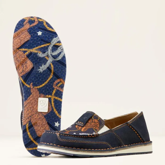 Women Shoes and Sneakers Ariat Cruiser Navy Blue Suede Saddle Up Print