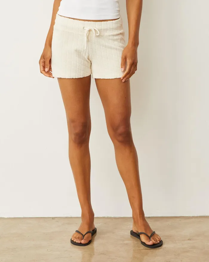 Women Shorts MONROW Diamond Terry Cloth Vintage Short Natural