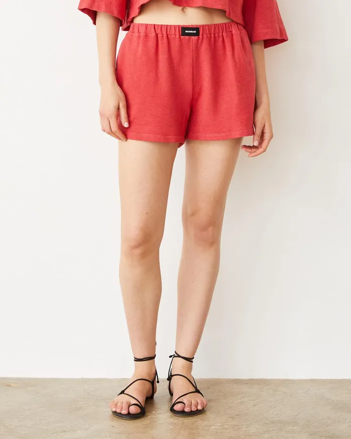 Women Shorts MONROW French Terry Gym Short Cherry