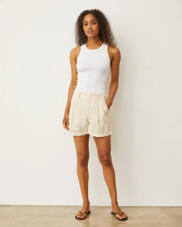 Women Shorts MONROW Mini Corduroy Pleated Shorts Cream