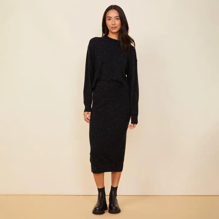 Women Skirts MONROW Neps Cashmere Pocket Midi Skirt Black