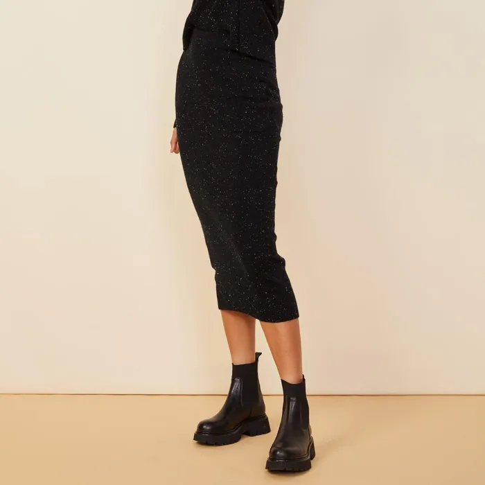 Women Skirts MONROW Neps Cashmere Pocket Midi Skirt Black