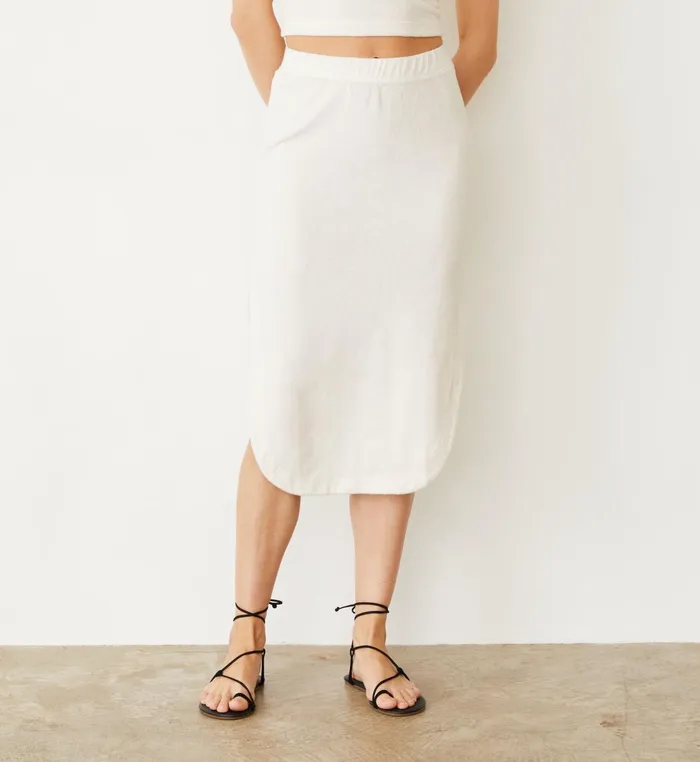 Women Skirts MONROW Terry Cloth Midi Skirt Pearl