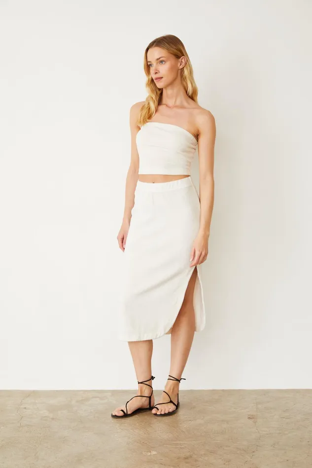 Women Skirts MONROW Terry Cloth Midi Skirt Pearl