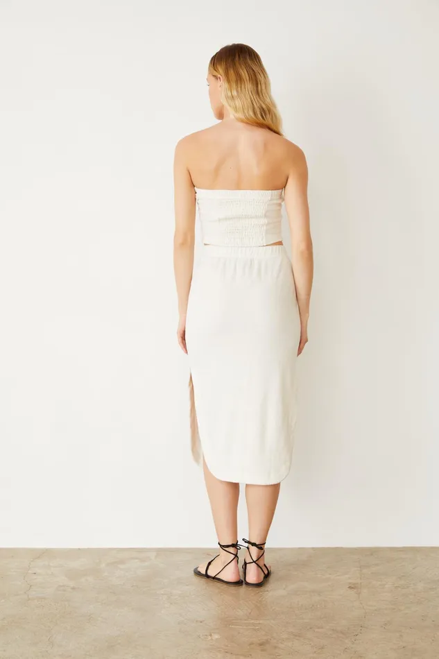 Women Skirts MONROW Terry Cloth Midi Skirt Pearl