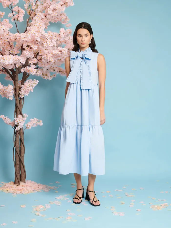 Women Skye Bow Midi Dress Baby Blue Sister Jane Dresses