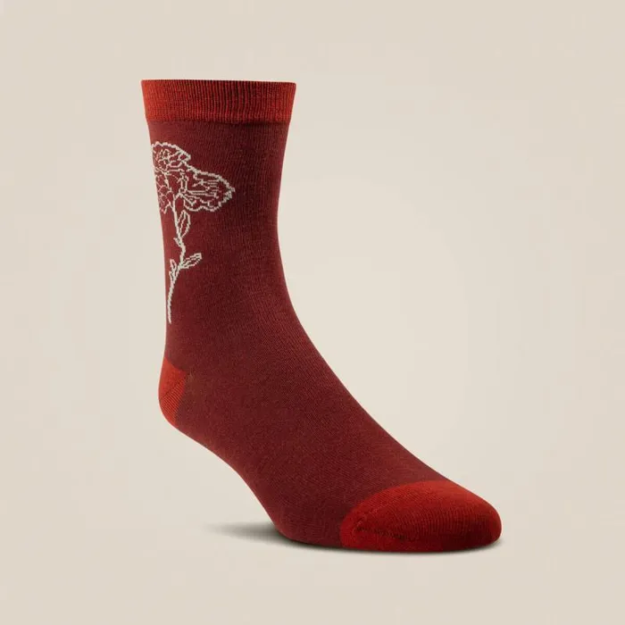 Women Socks Ariat Charm Crew Socks Burnt Brick Toile