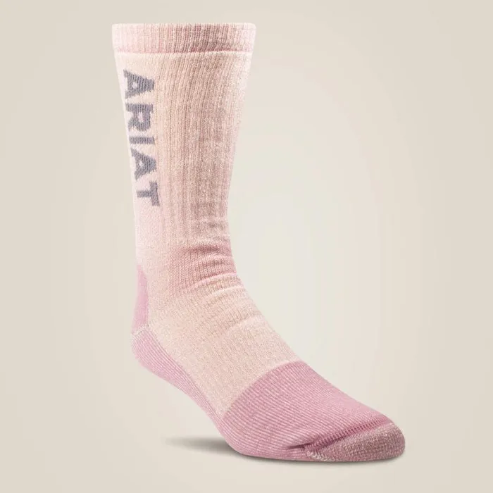 Women Socks Ariat Midweight Merino Wool Blend Steel Toe Work Sock 2 Pair Multi Color Pack Multi