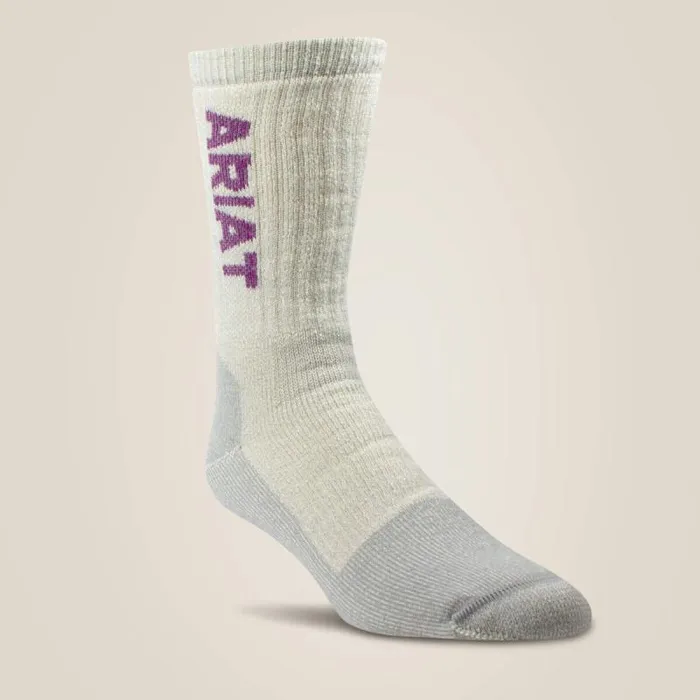 Women Socks Ariat Midweight Merino Wool Blend Steel Toe Work Sock 2 Pair Multi Color Pack Multi