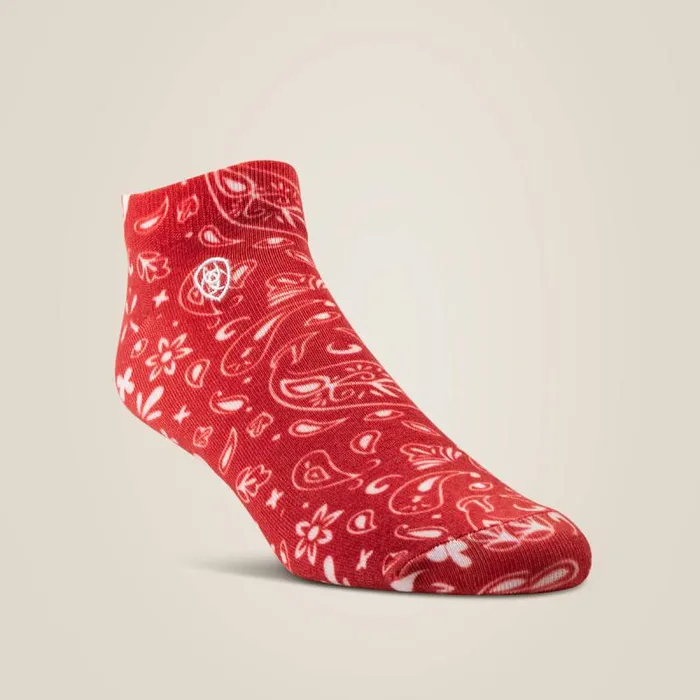 Women Socks Ariat Pony Print Ankle Sock 2 Pair Multi Color Pack Blackred
