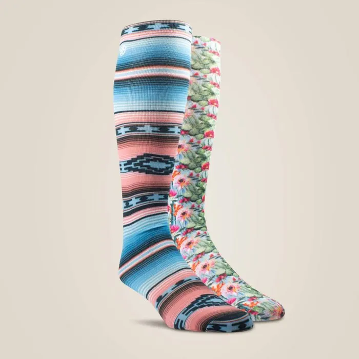 Women Socks Ariat Southwest Flow Knee High Sock 2 Pair Multi Color Pack Serape Marsalafloral Cactus P Women Socks Ariat Southwest Flow Knee High Sock 2 Pair Multi Color Pack Serape Marsalafloral Cactus P