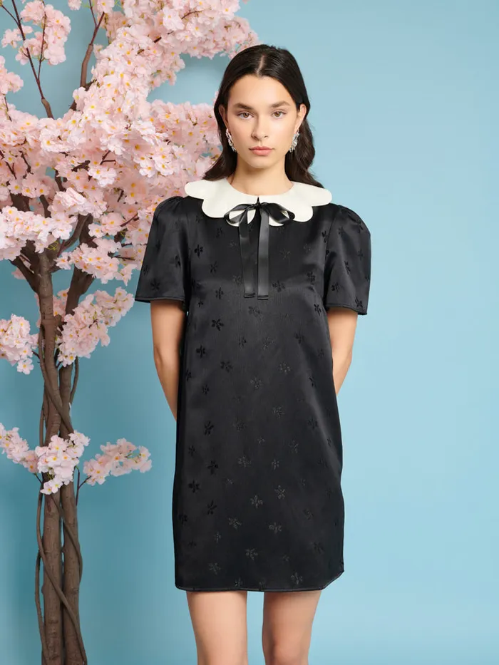 Women Songbird Jacquard Mini Dress Coal Black Sister Jane Dresses