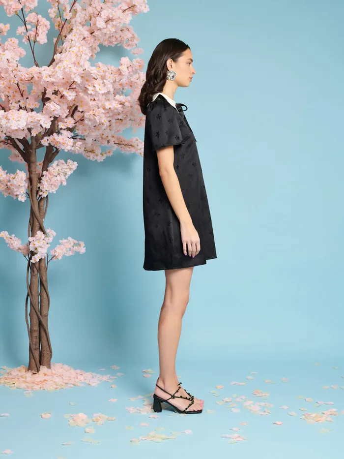 Women Songbird Jacquard Mini Dress Coal Black Sister Jane Dresses