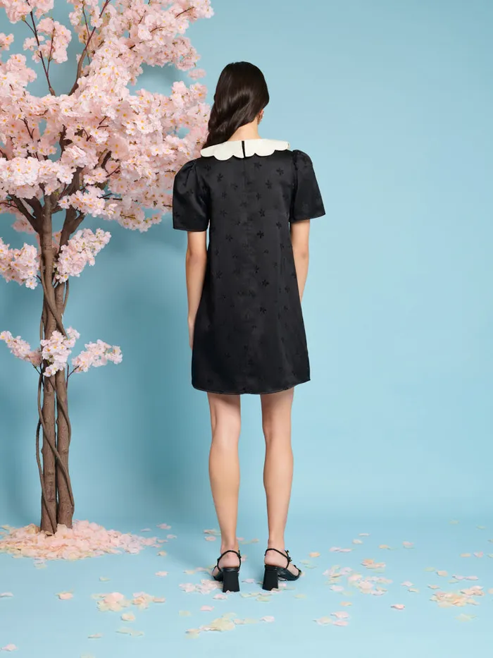 Women Songbird Jacquard Mini Dress Coal Black Sister Jane Dresses