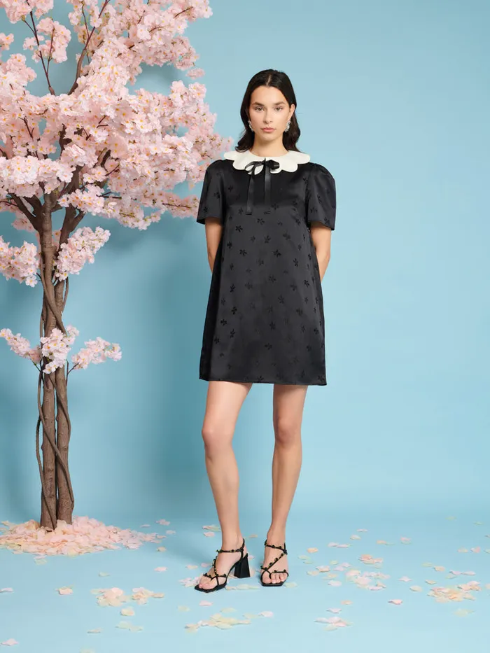 Women Songbird Jacquard Mini Dress Coal Black Sister Jane Dresses