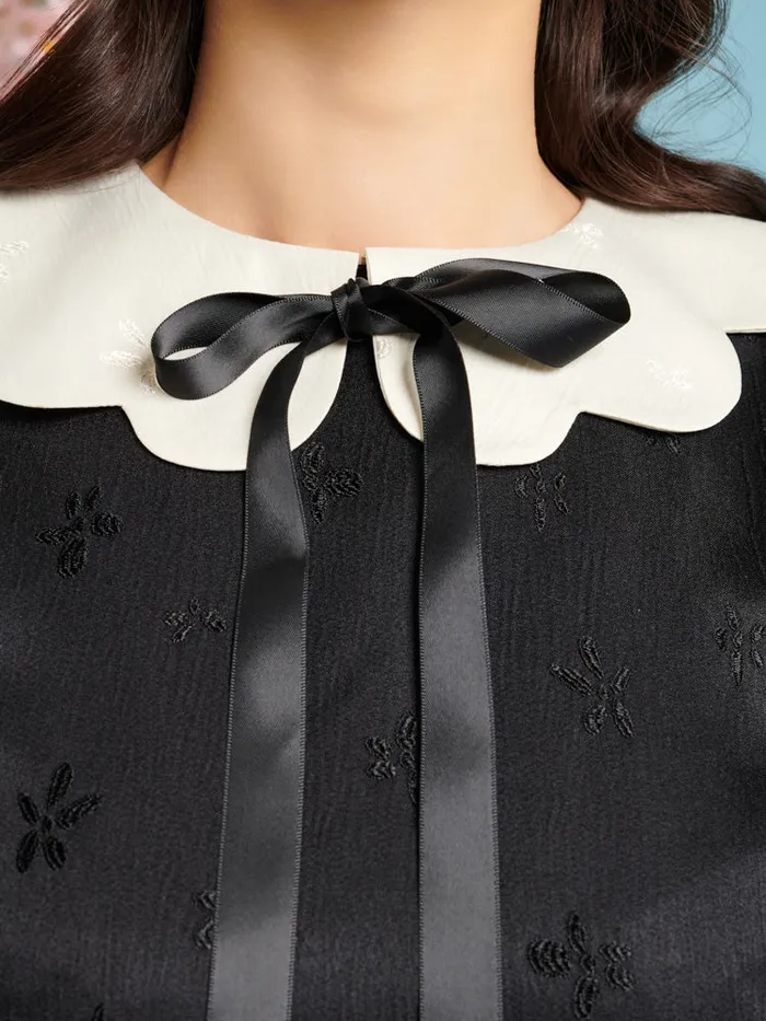 Women Songbird Jacquard Mini Dress Coal Black Sister Jane Dresses