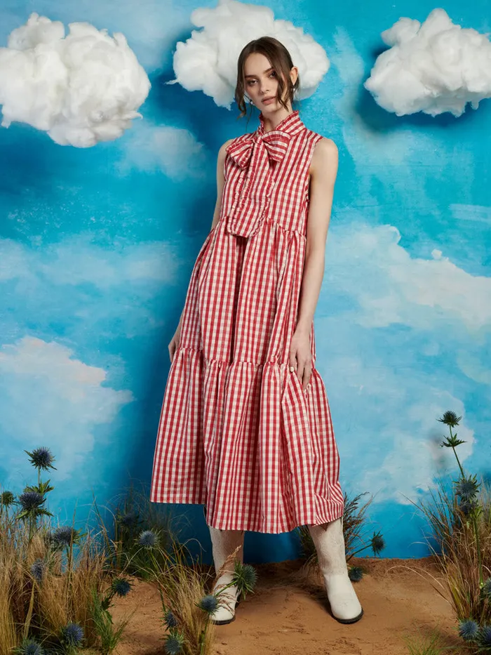 Women Stables Gingham Bow Dress Gingham Red Sister Jane Dresses