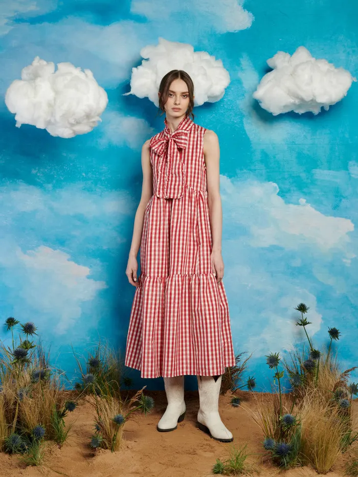 Women Stables Gingham Bow Dress Gingham Red Sister Jane Dresses