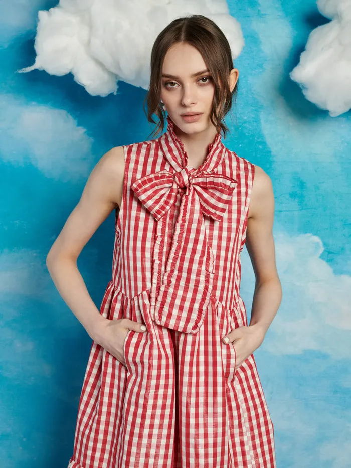 Women Stables Gingham Bow Dress Gingham Red Sister Jane Dresses