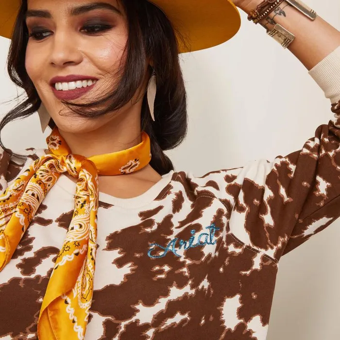 Women Sweaters and Cardigans Ariat Real Hide Crew Sweatshirt Mustang Pony Print Women Sweaters and Cardigans Ariat Real Hide Crew Sweatshirt Mustang Pony Print