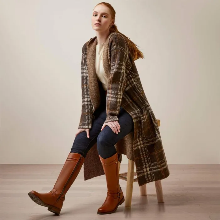 Women Sweaters and Cardigans Ariat Saratoga Cardigan Mole Plaid