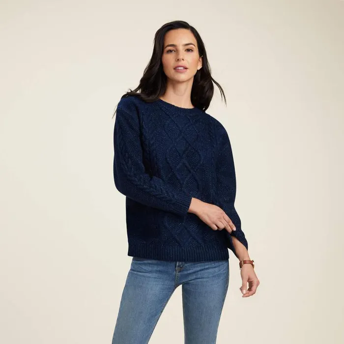Women Sweaters and Cardigans Ariat Winter Quarter Sweater Navy
