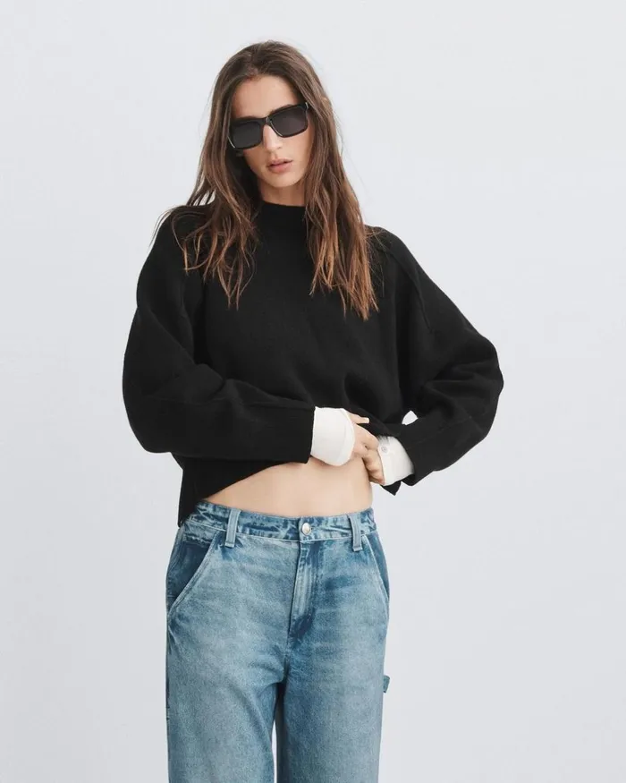 Women Sweaters Rag 038 Bone Bridget Wool Crew Black