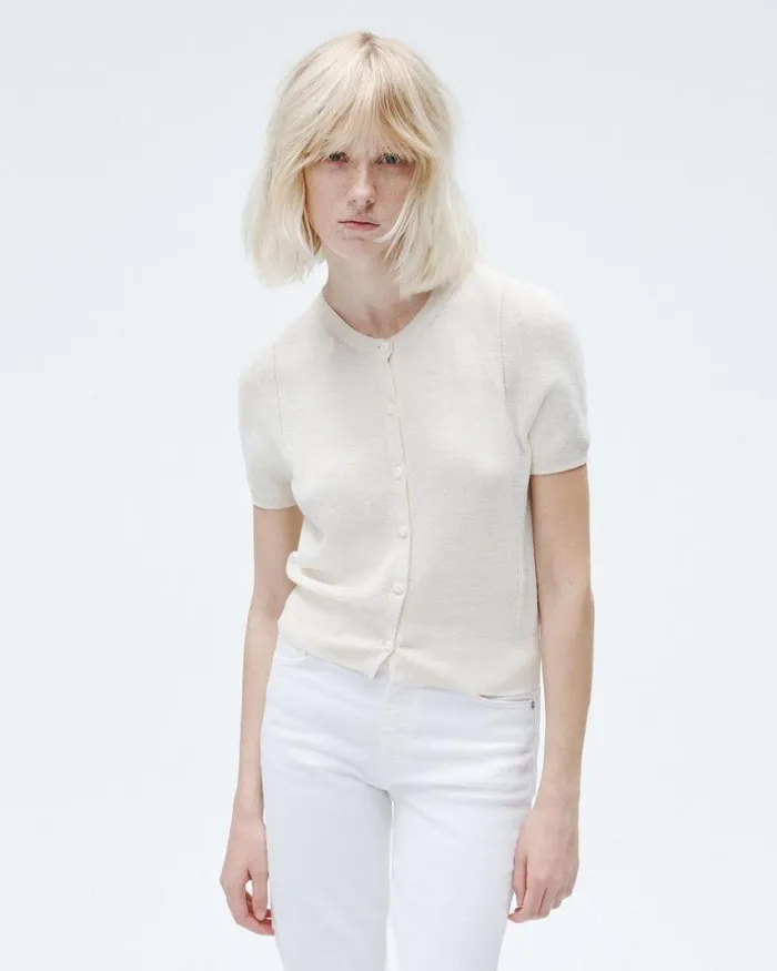 Women Sweaters Rag 038 Bone Dina Cotton Cardigan Ivory