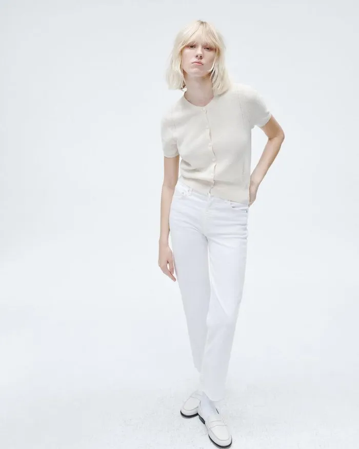 Women Sweaters Rag 038 Bone Dina Cotton Cardigan Ivory