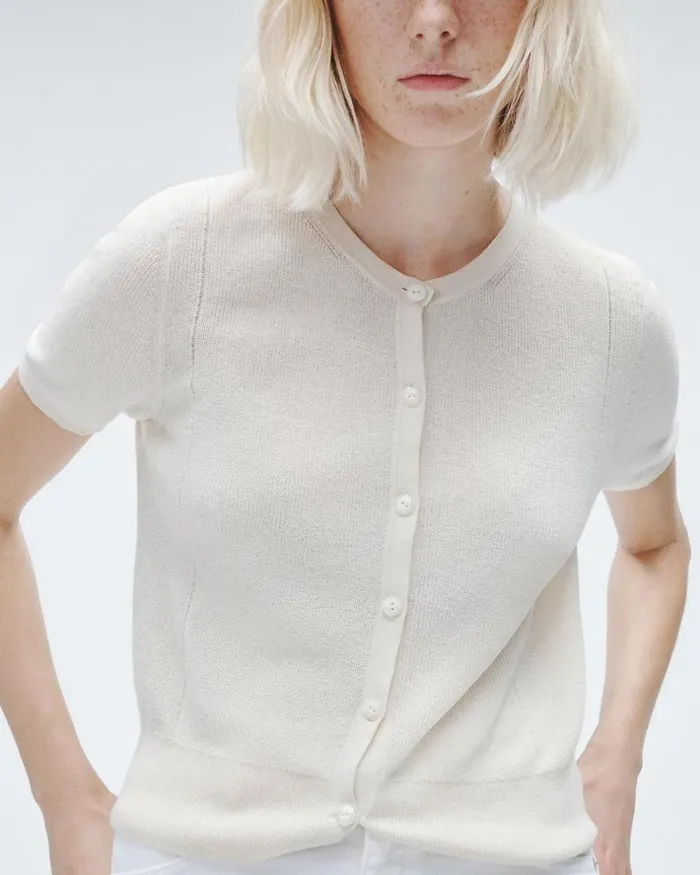 Women Sweaters Rag 038 Bone Dina Cotton Cardigan Ivory