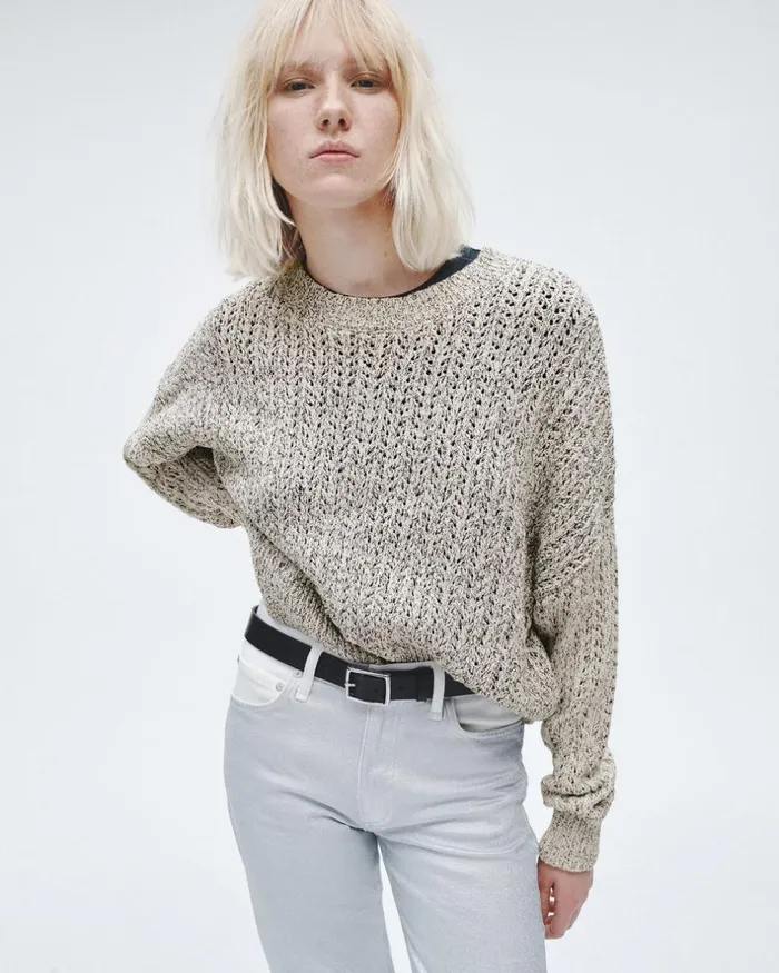 Women Sweaters Rag 038 Bone Edie Cotton Crew Oatmeal Multi