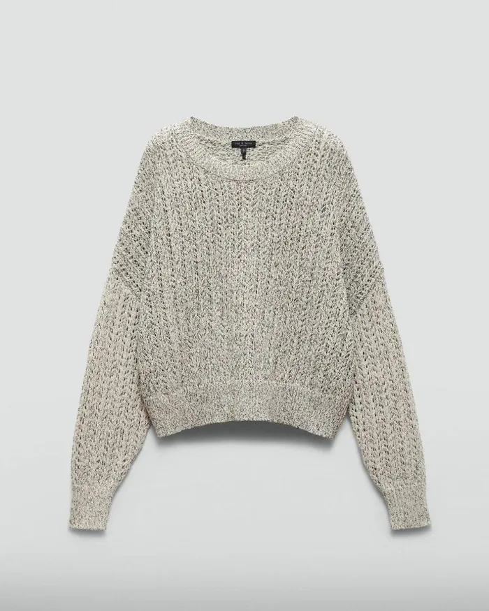 Women Sweaters Rag 038 Bone Edie Cotton Crew Oatmeal Multi