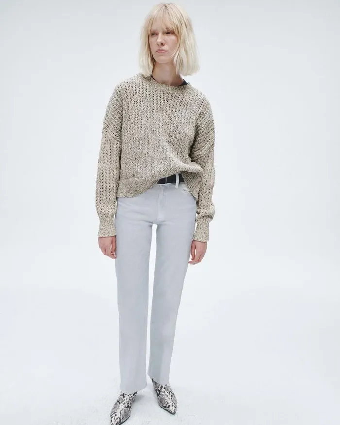 Women Sweaters Rag 038 Bone Edie Cotton Crew Oatmeal Multi