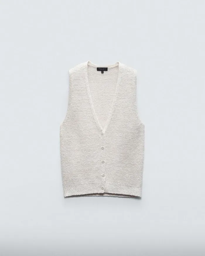 Women Sweaters Rag 038 Bone Jackie Cotton Linen Sweater Vest Ivory