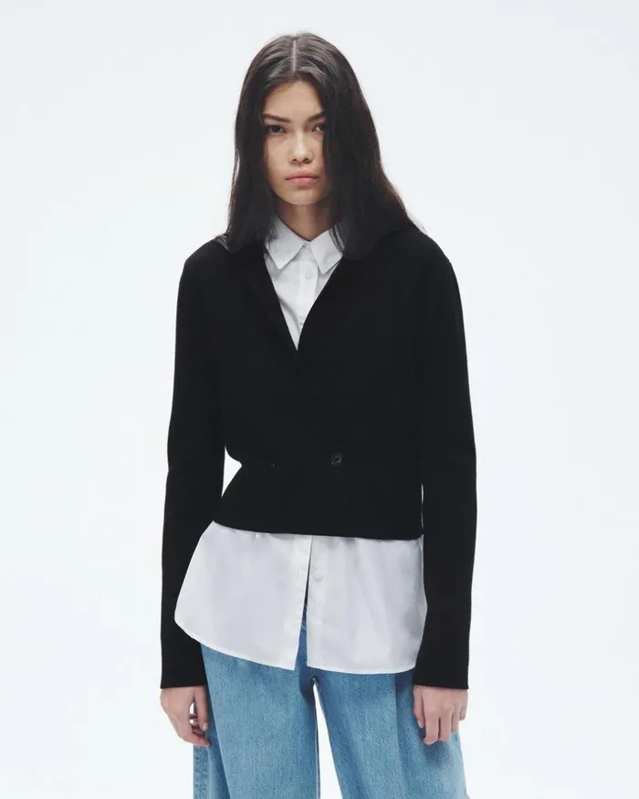 Women Sweaters Rag 038 Bone Joy Merino Wool Blazer Black