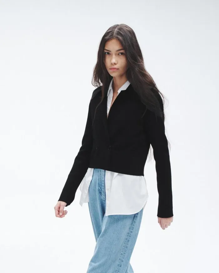 Women Sweaters Rag 038 Bone Joy Merino Wool Blazer Black