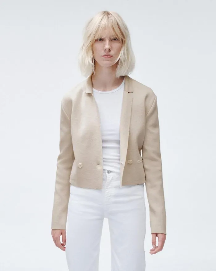 Women Sweaters Rag 038 Bone Joy Merino Wool Blazer Ivory