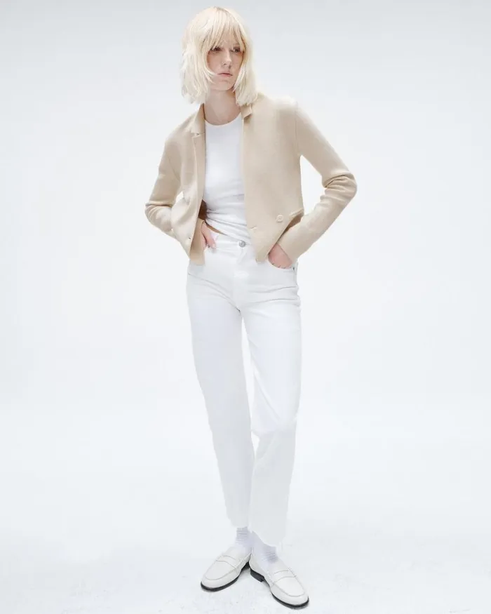 Women Sweaters Rag 038 Bone Joy Merino Wool Blazer Ivory