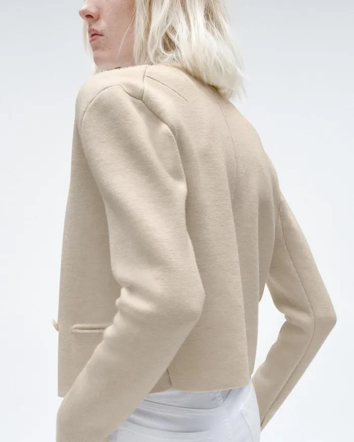 Women Sweaters Rag 038 Bone Joy Merino Wool Blazer Ivory