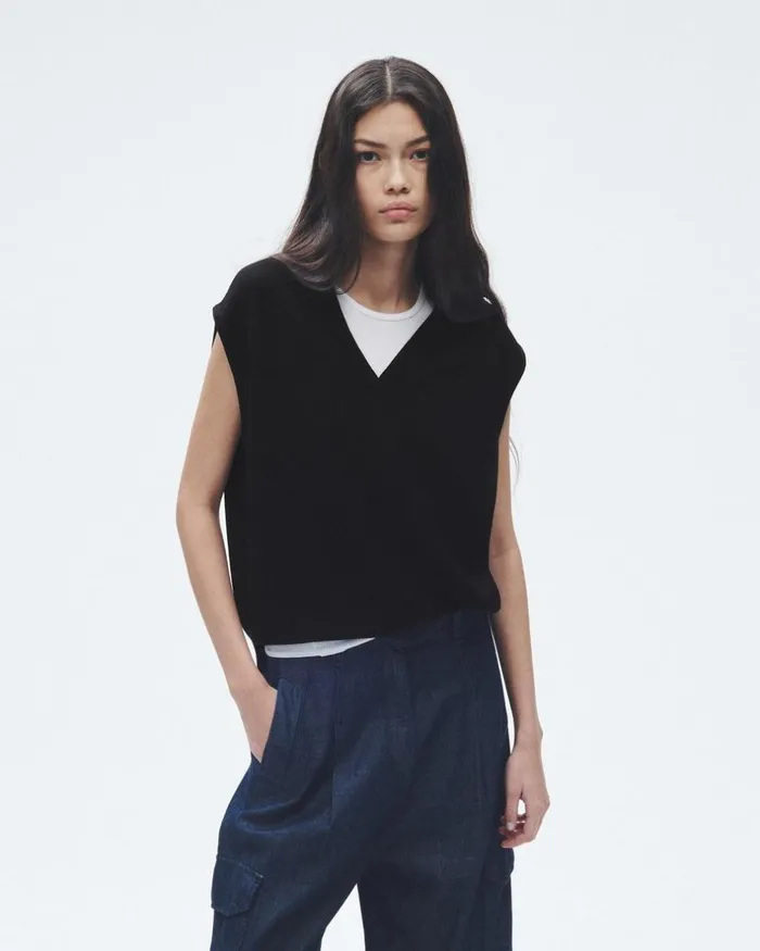 Women Sweaters Rag 038 Bone Joy Merino Wool Vest Black
