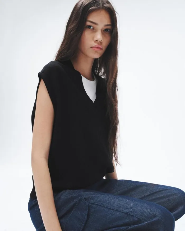 Women Sweaters Rag 038 Bone Joy Merino Wool Vest Black