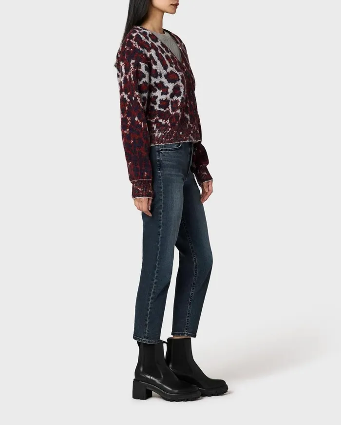 Women Sweaters Rag 038 Bone Sarah Wool Leopard Cardigan Leopard