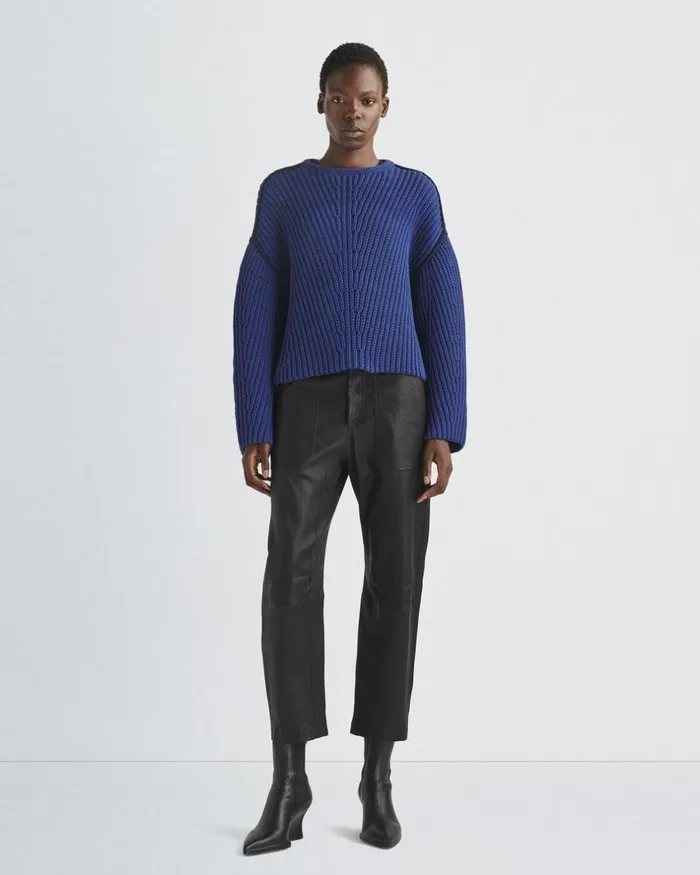 Women Sweaters Rag 038 Bone Shane Cotton Crew Blue