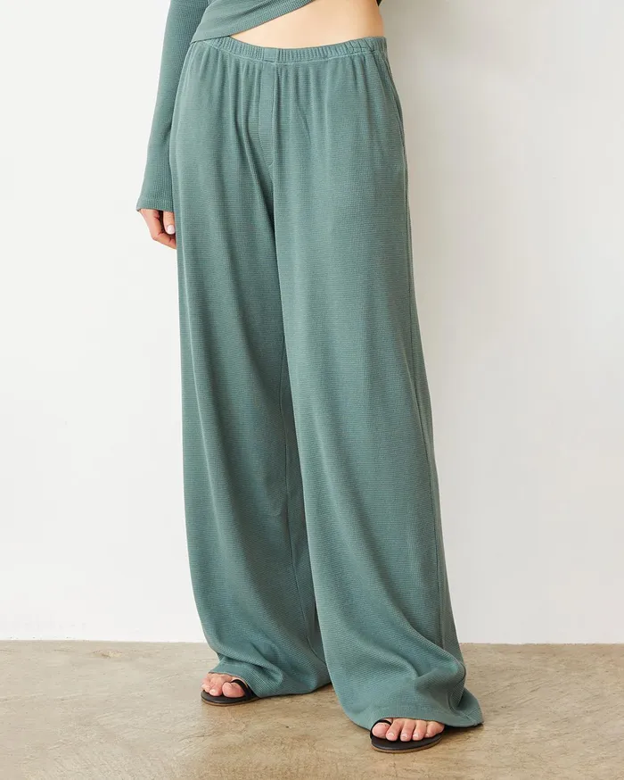 Women Sweats MONROW Baby Thermal Wide Leg Pant Cactus