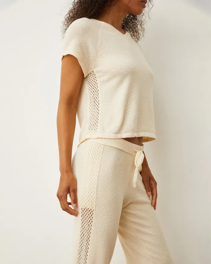 Women Sweats MONROW Boucle Knit Vintage Sweat Cream